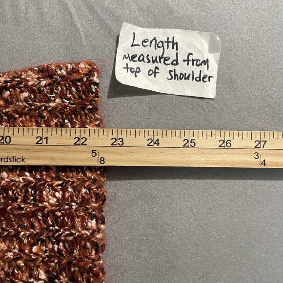 BKE Mohair Alpaca Sweater Size Medium Open Knit Marled Orange V-neck Y2K Boho - Picture 9 of 9